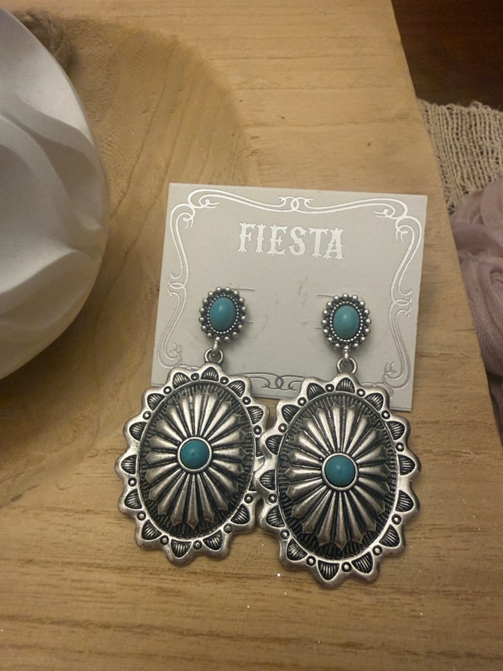 Fiesta Silver and Turquoise Concho Post / Dangle Earrings